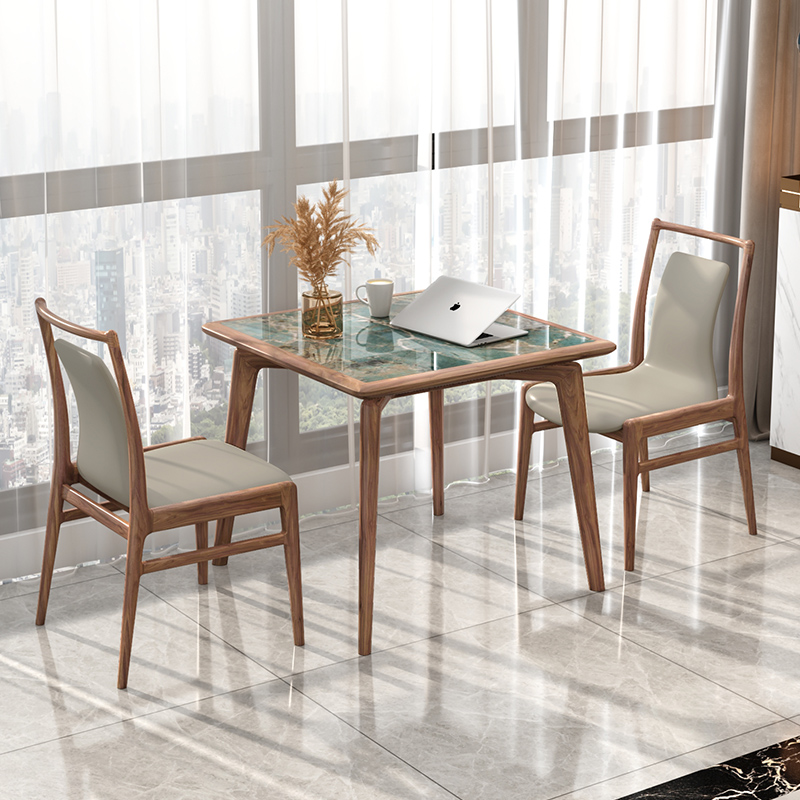 新中式实木方桌子正方形家用阳台茶桌 小户型轻奢岩板餐桌八仙桌