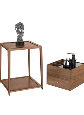 移动茶几新中式泡茶车黑胡桃木茶台桌花几烧水壶一体组合茶水柜架