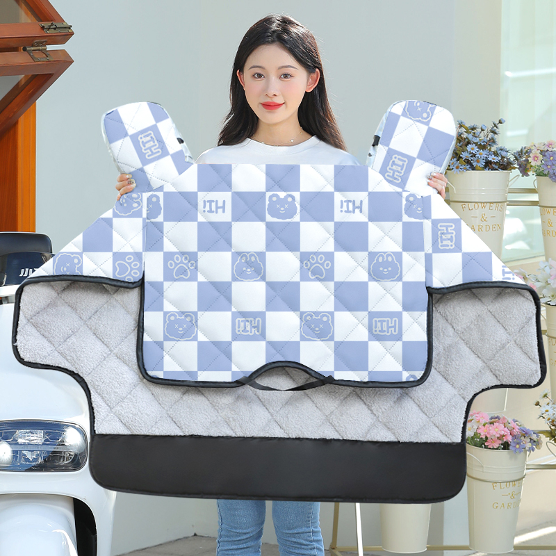 小电动车挡风被女冬季加绒中厚款电瓶摩托秋冬天保暖防寒加厚罩男