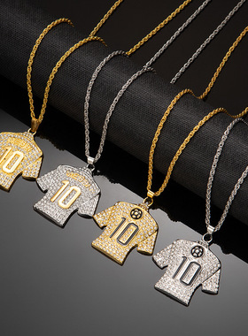 欧美嘻哈风足球10号项链