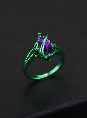 欧美风镶钻复古紫水晶戒指