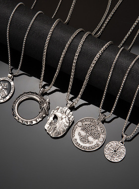 男士嘻哈钛钢吊坠项链