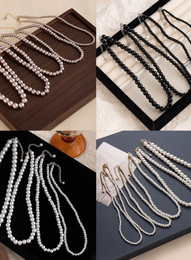 正圆强光珍珠锁骨链女