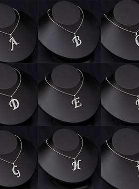 跨境外贸钛钢字母项链