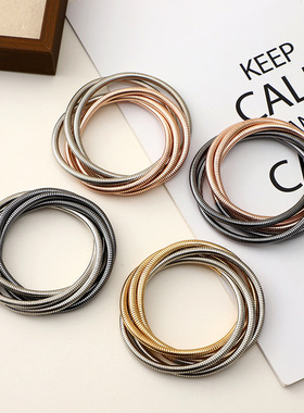 欧美冷淡风金属多层手镯