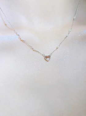 高亮小珍珠爱心项链60