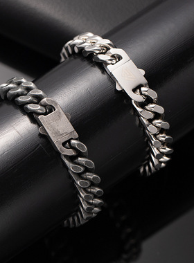 欧美潮酷钛钢古巴链14