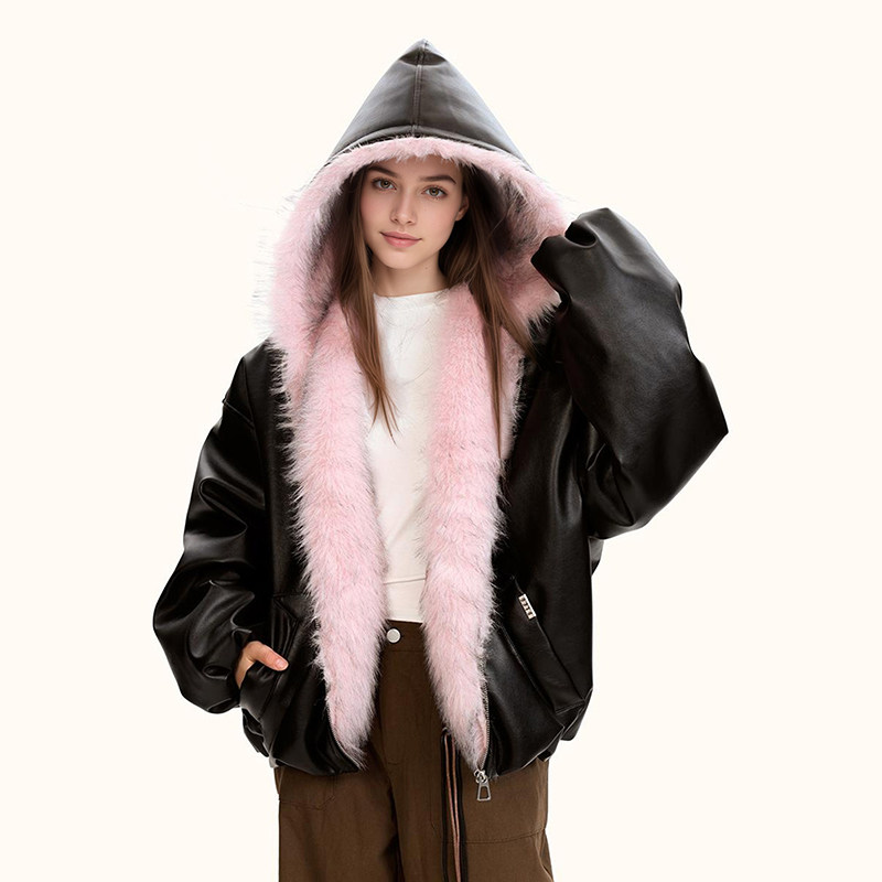 美式座山雕PU皮派克服男女双面穿