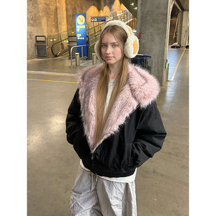 派克服女款 加厚显瘦不臃肿座山雕棉服棉袄仿皮草外套女 2025新款