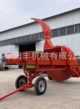 高喷式青贮铡草32马机力养殖切碎场机可自卸MZW车三轮揉丝机