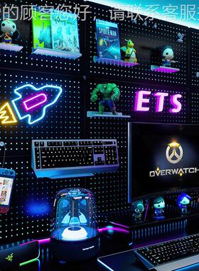 电竞书洞洞板板墙上置打物架金属挂202404-D免孔玄关书房桌收纳墙