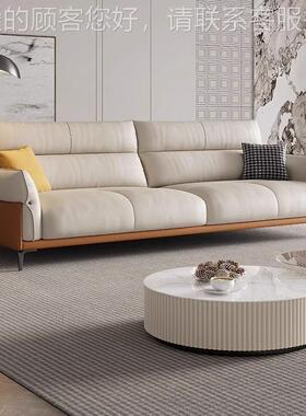 意式极简排沙发大小户型客厅家直N60#代用轻奢真皮沙发北欧现民皮
