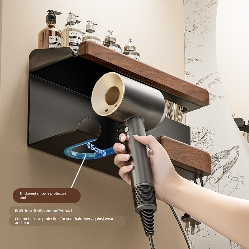 吹风机置物架免打孔戴森专用卫生间高级感牙刷洗脸巾一体收纳架