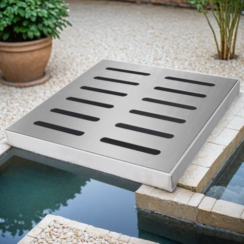 聪昂不锈钢排水沟盖板园林景区地沟不锈钢双排孔盖板带框雨水篦子