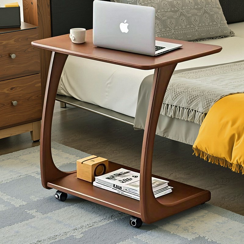 全实木沙发边几小边桌q移动桌子带轮迷你茶几客厅小户型方角几茶