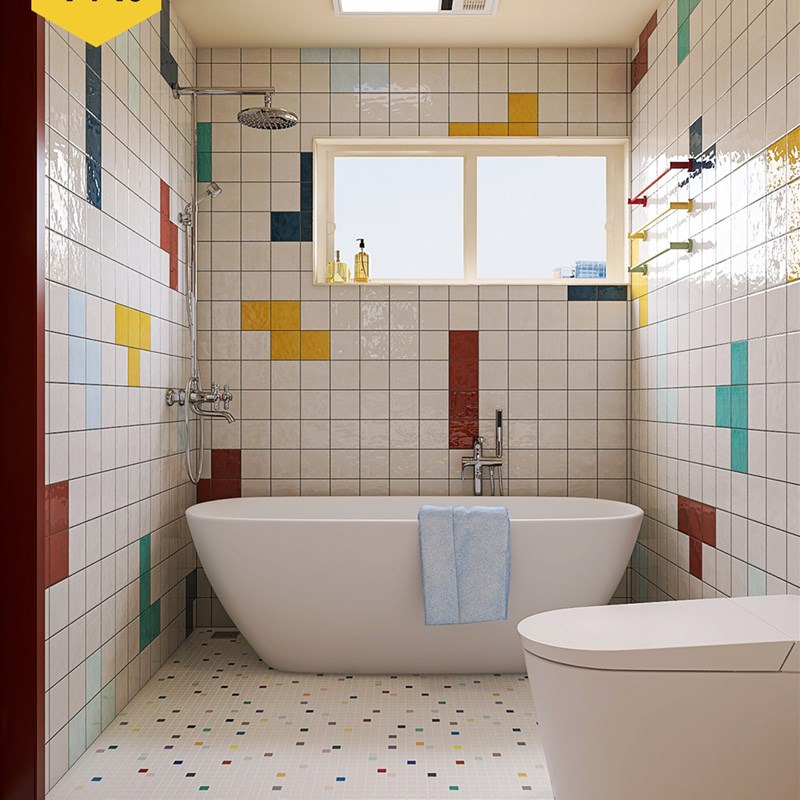 苏豪家法式多巴胺风格浴室瓷砖浴B室地砖厕所马赛克墙砖跳跳糖瓷