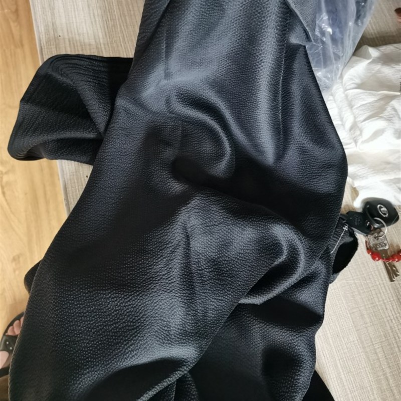真丝香云纱珍珠缎颗粒感纯黑色z夏季高档凉爽面料 重磅丝绸缎黑