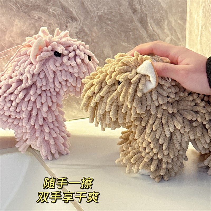 萌趣卡通小狗雪尼尔擦手巾多功能家用挂式强吸水毛巾柔软创意动物