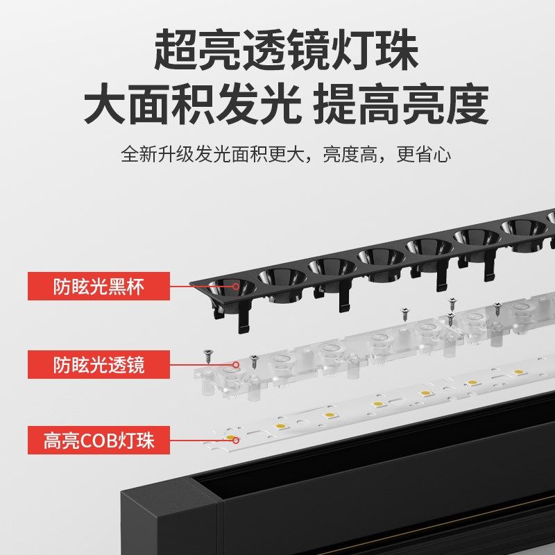 led轨道射灯长条散光灯明装泛光灯服装店铺商用可调节导轨补光灯