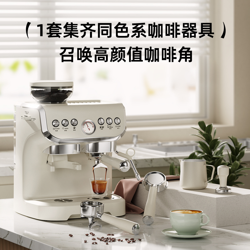 Stelang/雪特朗AC-517E咖啡机 意式全半自动家用小型奶泡研磨一体