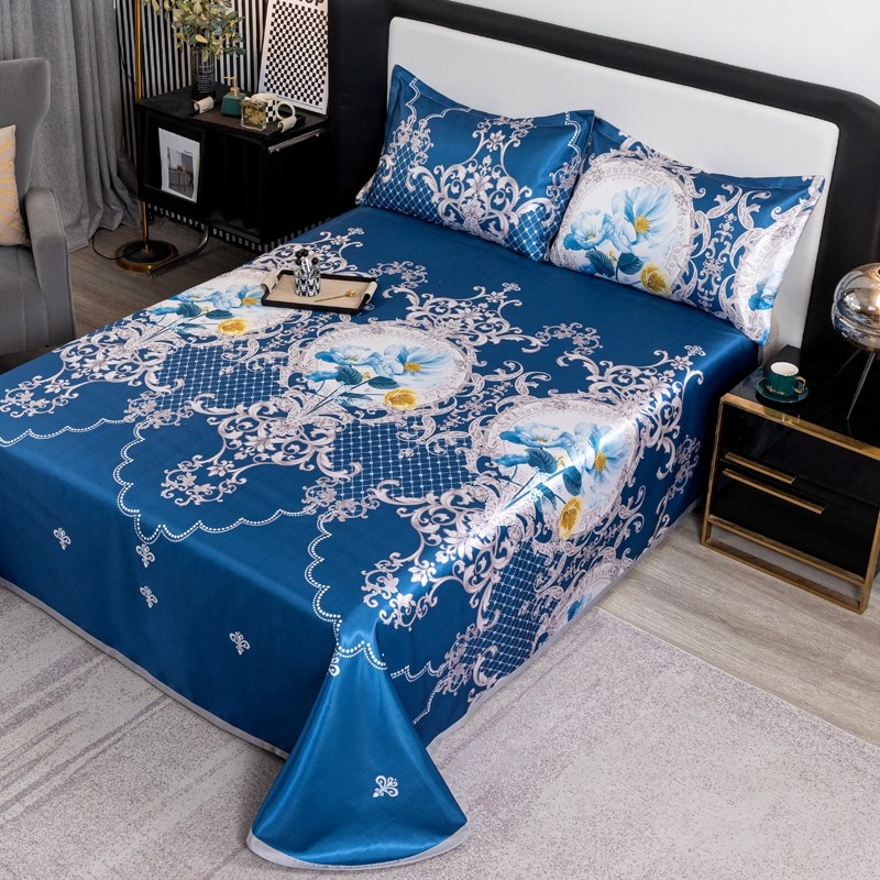 夏季冰丝凉席三件套床单款折叠空调软席子可水洗裸睡双人床上用品