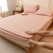 A类抗菌纯棉水洗棉夹棉床笠单件加厚防滑全包床垫套全棉防尘床罩