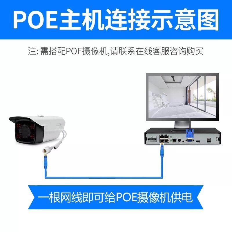 500万POE网络摄像头网线供电高清夜视室外监控器易视云N1协议