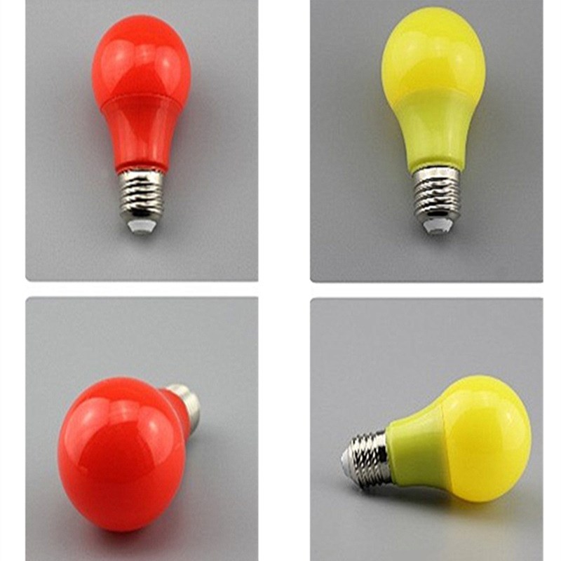 低压彩色led塑包铝球泡 12V24v36伏48V60V红色光黄色光led灯泡