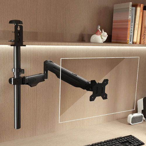 倒挂显示器支架书柜夹式倒装可升降旋转机械臂吊顶气压悬挂托架子