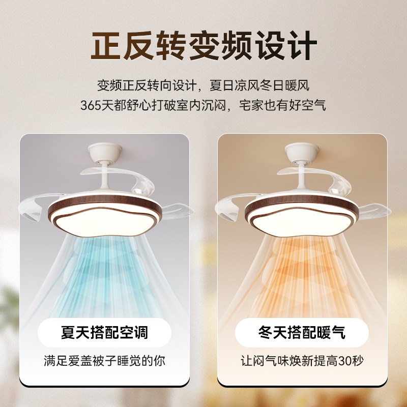 箭牌风扇灯新款中古风卧室吸顶灯护眼吊扇灯静音餐厅吊灯吧台氛围