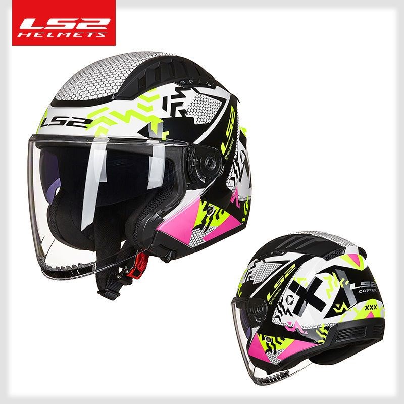 LS2半盔摩托车覆古头盔男女哈雷机车踏板电动车安全帽四季通用4/3