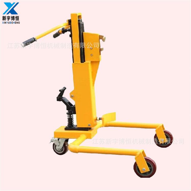 供应升降0.6米高手推油桶升高车油桶夹搬运车U型手动油桶堆高车