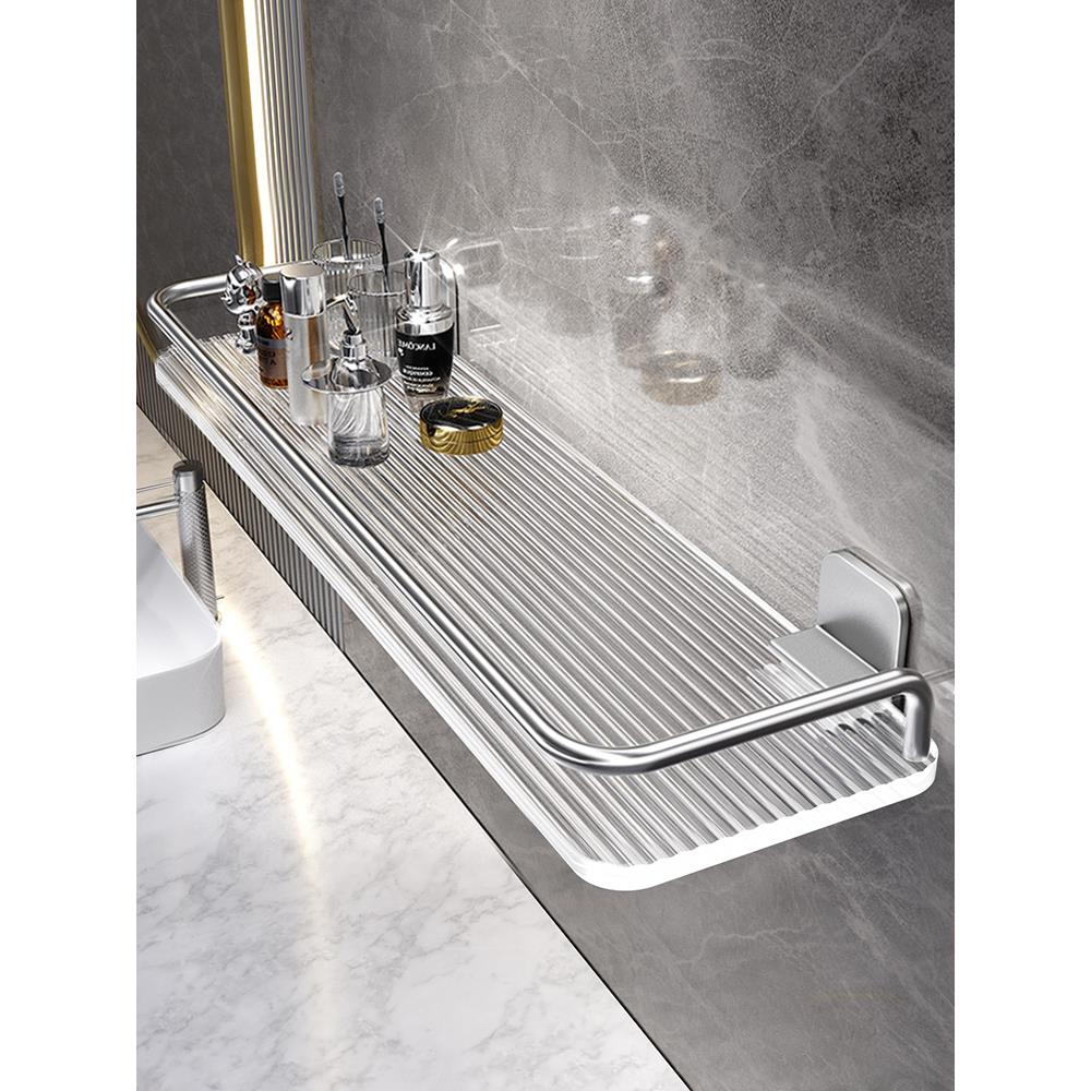 亚克力银色浴室卫生间置物架透明壁挂式洗手间洗澡间洗漱台收纳架