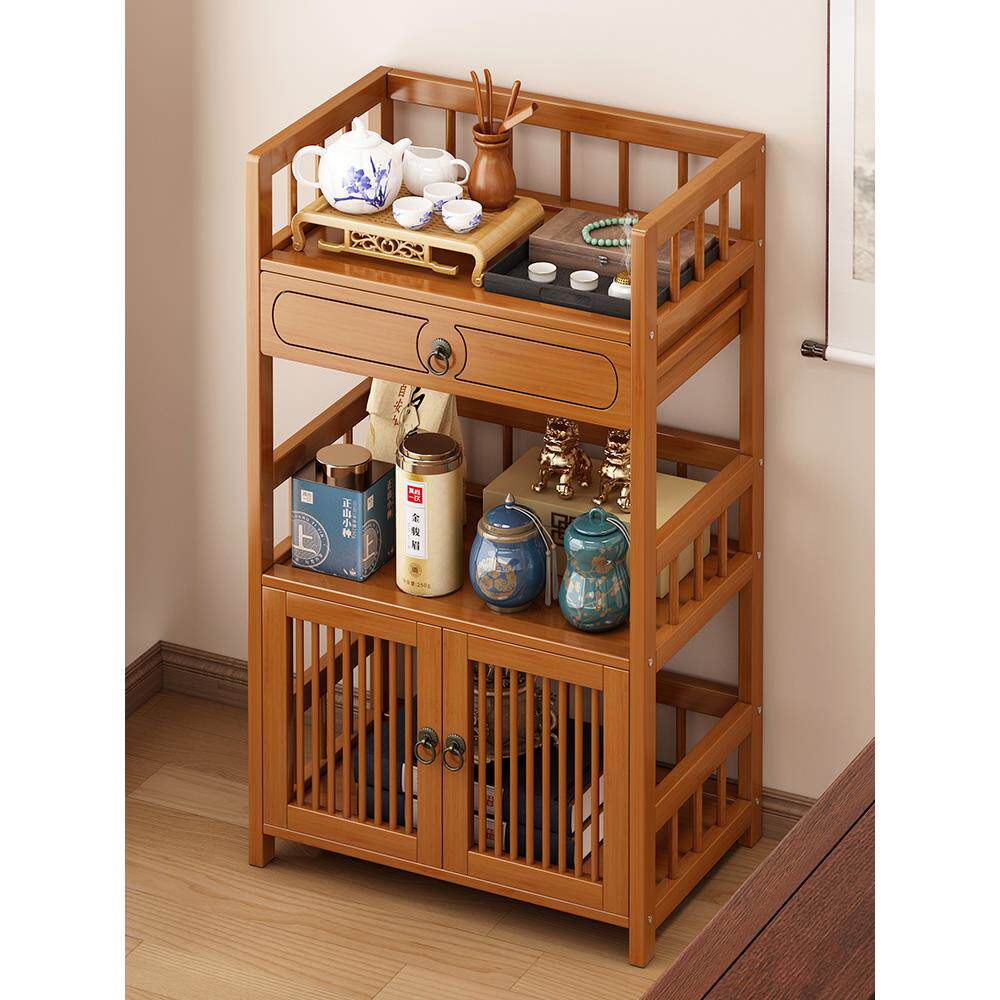 博古架实木中式茶室茶柜茶具茶叶置物架小型茶架子摆件收纳展示柜