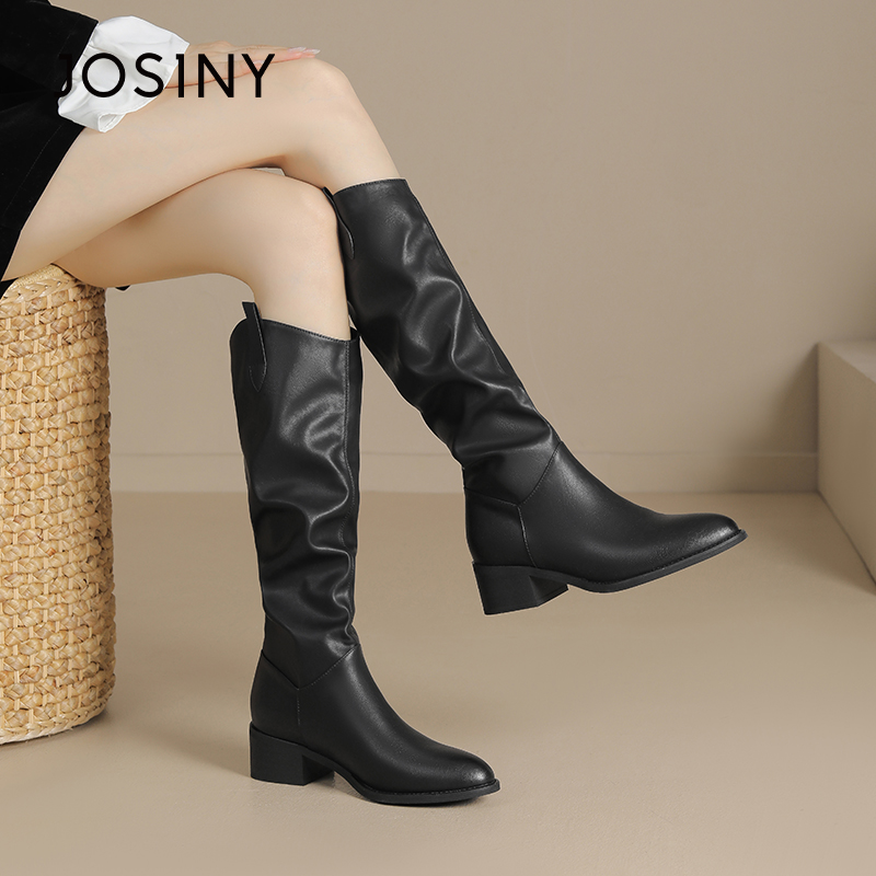 卓诗尼时尚新款秋冬厚底骑士靴