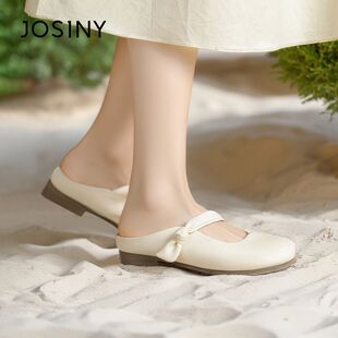 夏季 平底懒人外穿软底一脚蹬超软包头单鞋 玛丽珍鞋 新款 拖鞋 法式