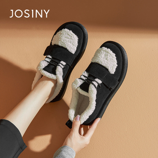 外穿加绒保暖棉鞋 厚底系带毛毛鞋 短靴子 新款 卓诗尼雪地靴女鞋