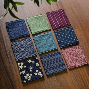 和风日式棉布双层杯垫隔热垫茶席茶道配件家用加厚防烫茶垫方垫子