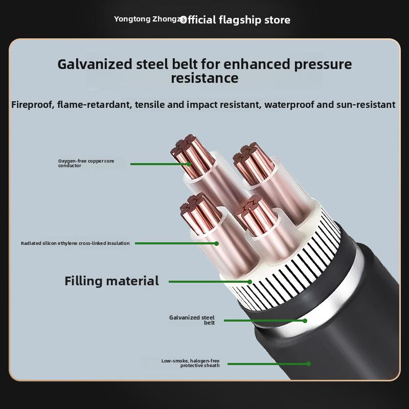 国家标准Yjv22开装铜芯电缆2/3/4/5芯35/95/120/150/240方形室外