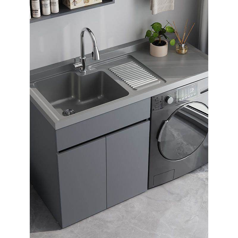 太空铝阳台洗衣机柜组合定制洗手洗脸台池盆带搓板一体洗衣柜伴侣