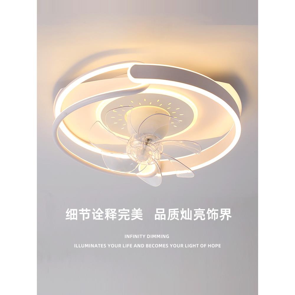 智能静音摇头吸顶卧室风扇灯2025新款房间餐厅客厅超薄吊扇灯简约
