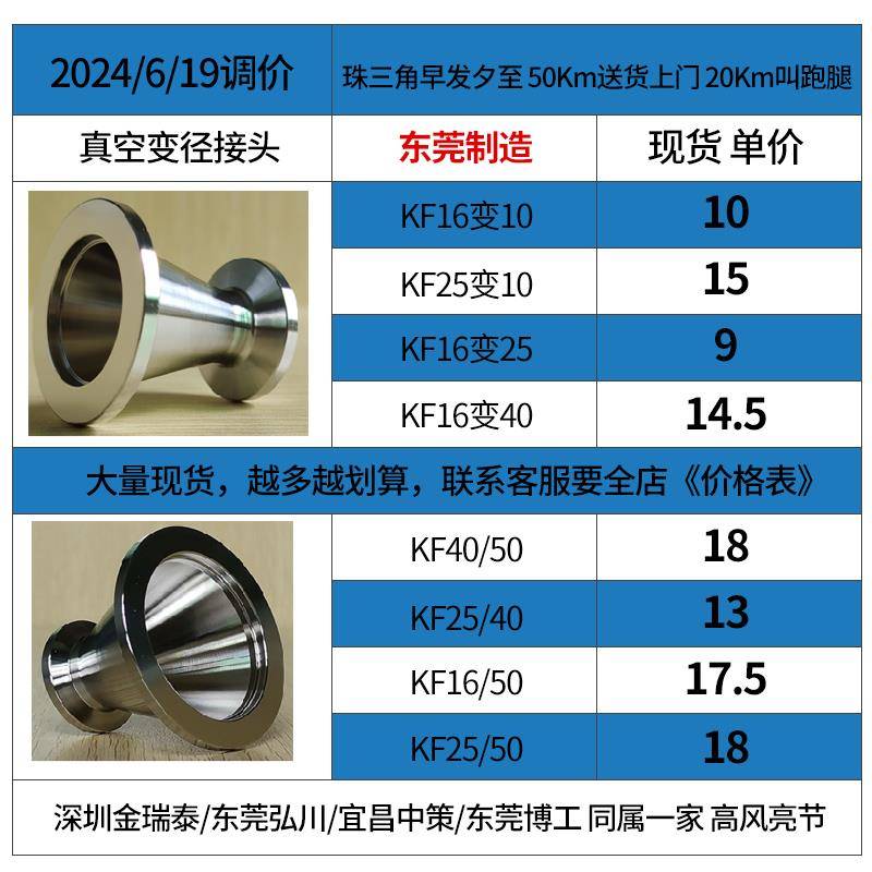 真空大小头 变径/等径接头真空卡盘 304不锈钢KF快装接头真空管件