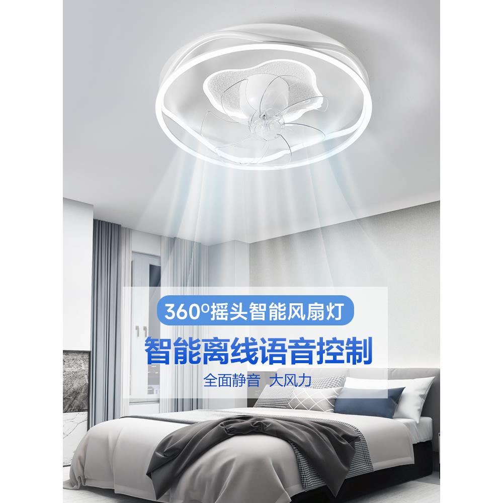 智能摇头风扇灯卧室吸顶灯餐厅吊扇灯儿童房间电扇灯2025新款简约