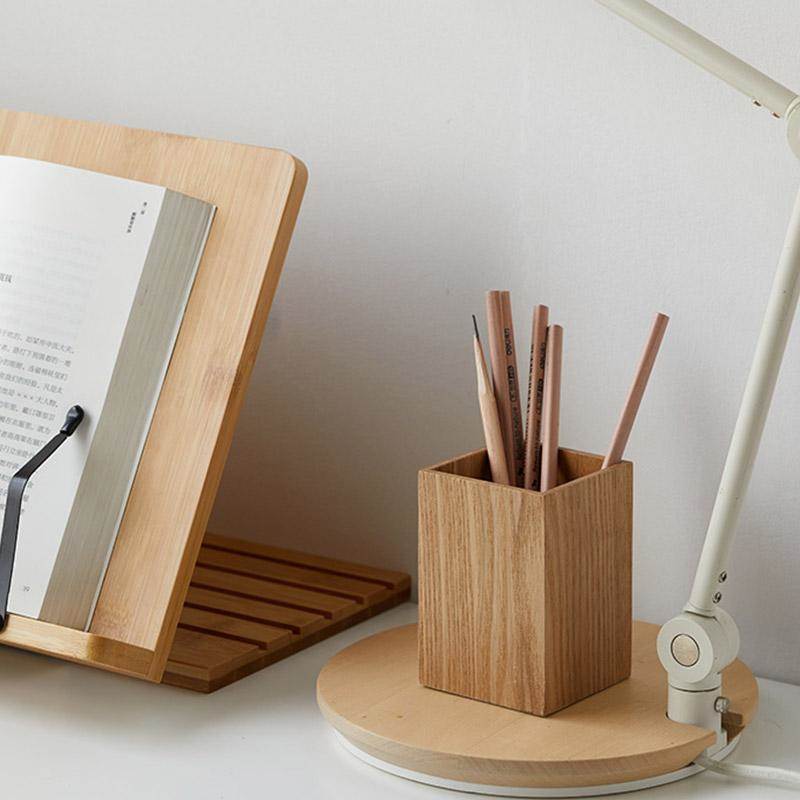 日式木质学生笔筒方形办公室桌面整理摆件高档书架礼物简约收纳盒