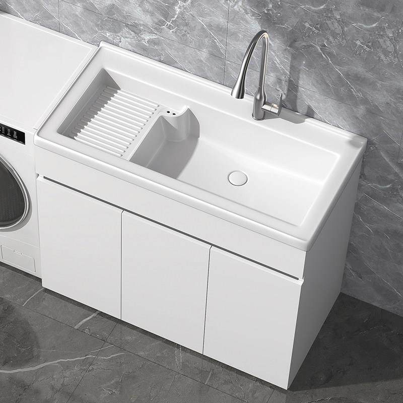 汉尊蜂窝铝洗衣柜陶瓷一体洗手盆柜组合家用阳台带搓板洗衣池台盆