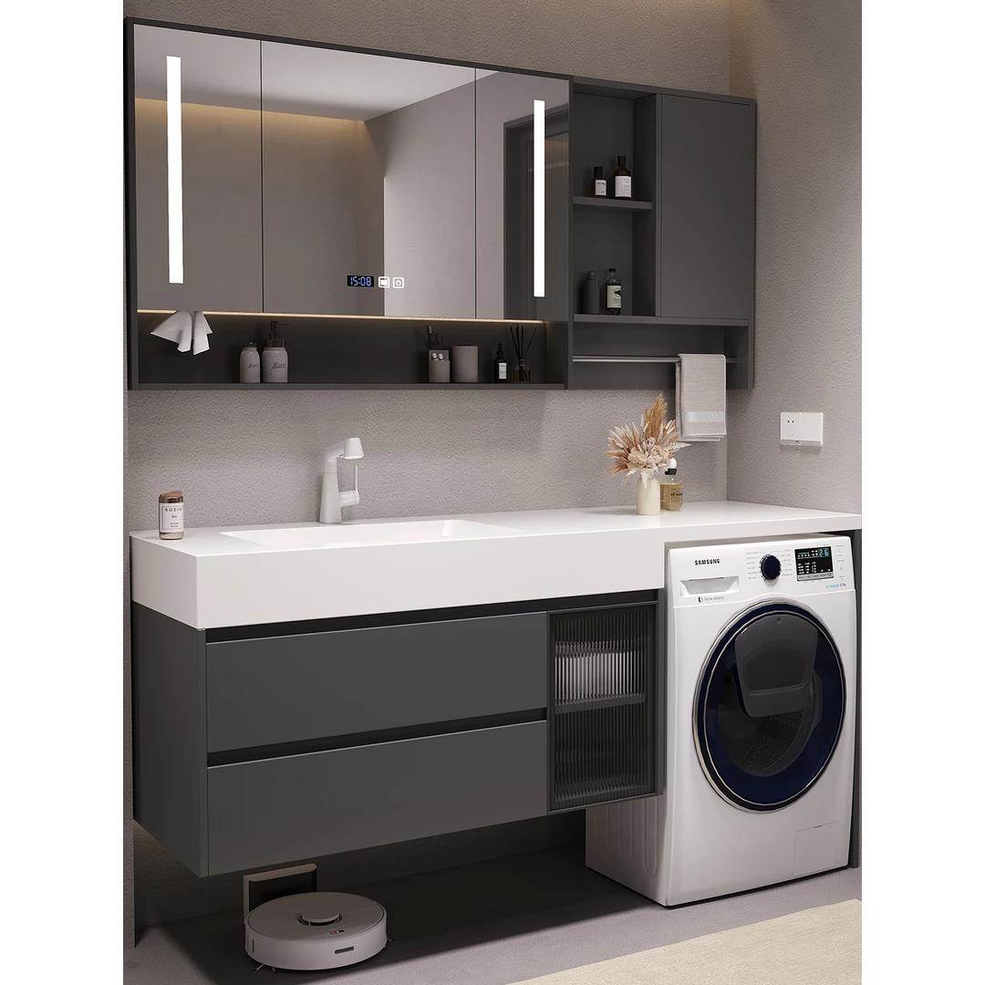 卫生间洗衣机一体浴室柜组合岩板陶瓷一体盆洗漱洗手洗脸台盆定制