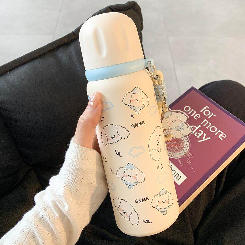 可爱保温杯女生大容量高颜值带盖子吸管水杯女2025新款学生双饮杯