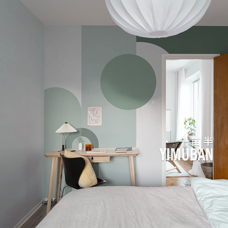 简约创意背景墙壁纸o壁布墨兰迪几何个性工装壁画客厅卧室墙纸墙