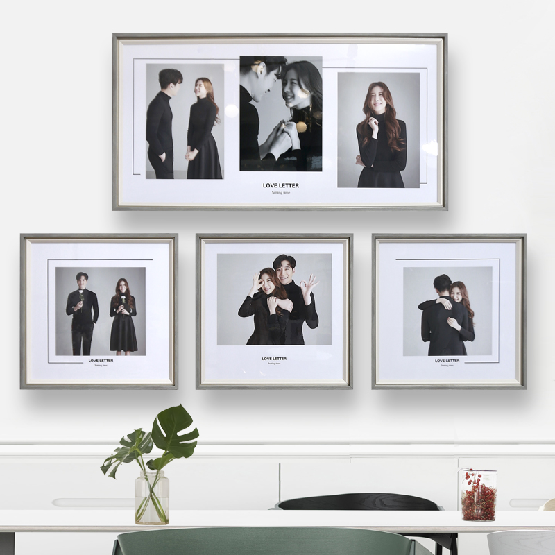 影楼婚纱照放大相框挂墙窄边框水B晶照片墙结婚照冲印定制客厅卧