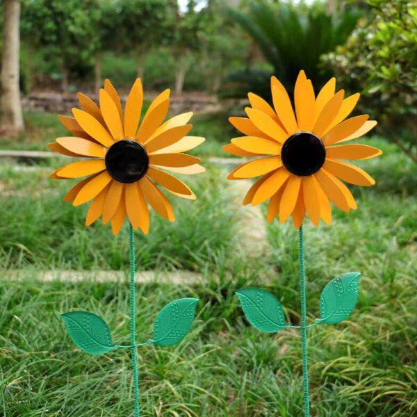 爆款 金属 向日葵旋转风车 windmill 户外园林装饰插件铁艺工艺品